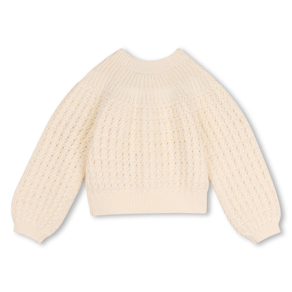 Ivory Textured Knit Cardigan