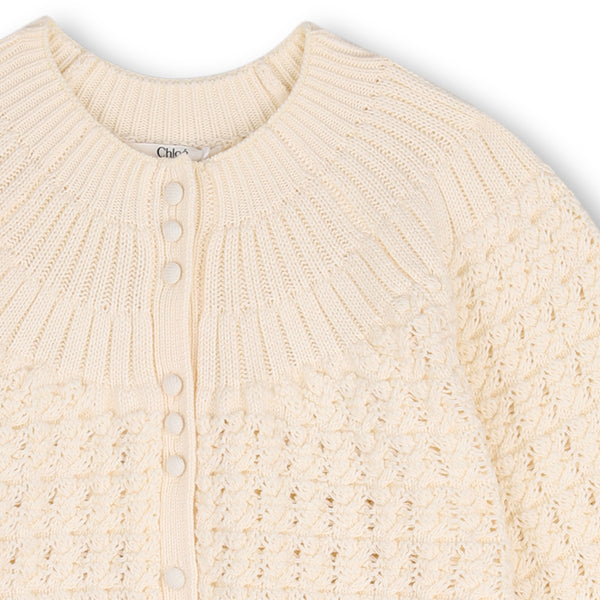 Ivory Textured Knit Cardigan