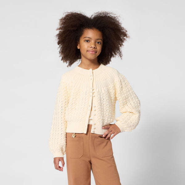 Ivory Textured Knit Cardigan