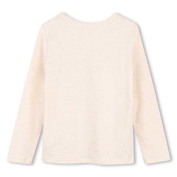 Cream Heathered Logo Long Sleeve Tee