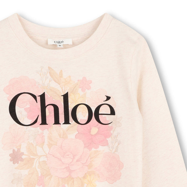 Cream Heathered Logo Long Sleeve Tee