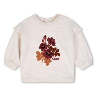 Baby Cream Heathered Flower Crewneck