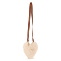 Beige Heart Shearling Handbag
