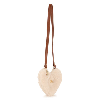Beige Heart Shearling Handbag