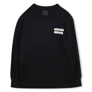 Black Patch Detail Knit Sweater