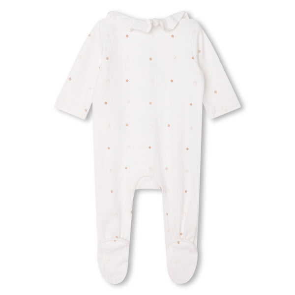 White/Pink Collared Footie Set