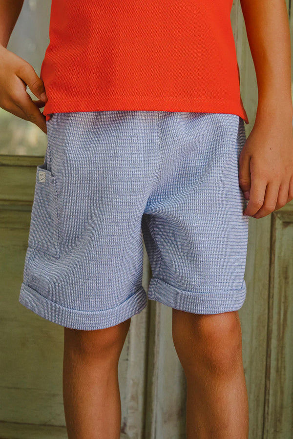 Bluish Gray Knit Honeycomb Shorts