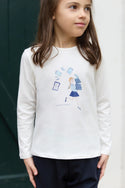 White Book Girl Graphic Long Sleeve Tee