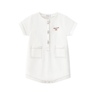 White Denim Button Romper