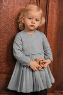 Heather Gray Baby Scallop Pleated Dress