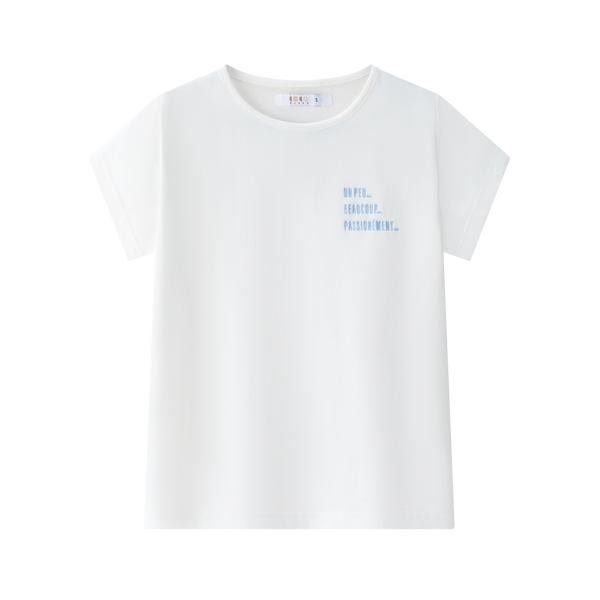 White with Blue Graphic Tee