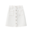 White Denim Button Skirt