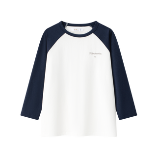 White and Navy 3/4 Sleeve Raglan Tee