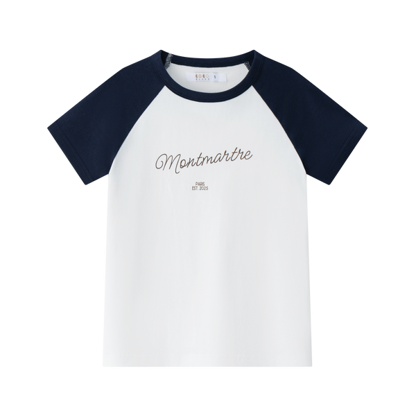 White and Navy Raglan Tee