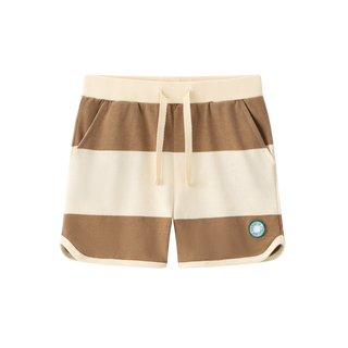 Brown Striped Cotton Short