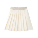 Cream Pleated Stripe Waist Skirt