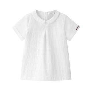 White Linear Peter Pan Collar Shirt