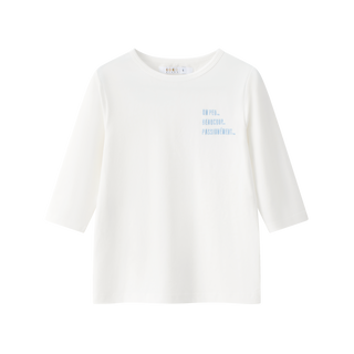 White with Blue 3/4 Sleeve Tee