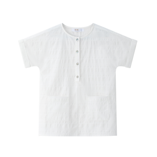 White Linear Short Sleeve Shirt