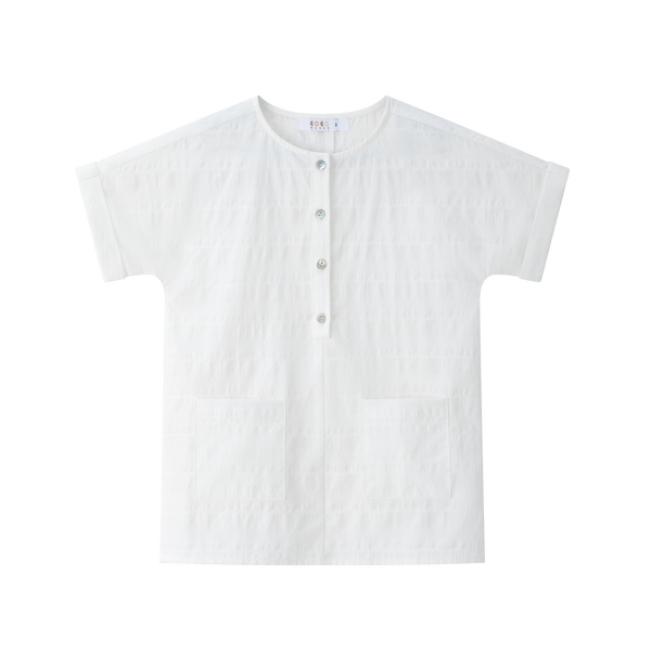 White Linear Short Sleeve Shirt