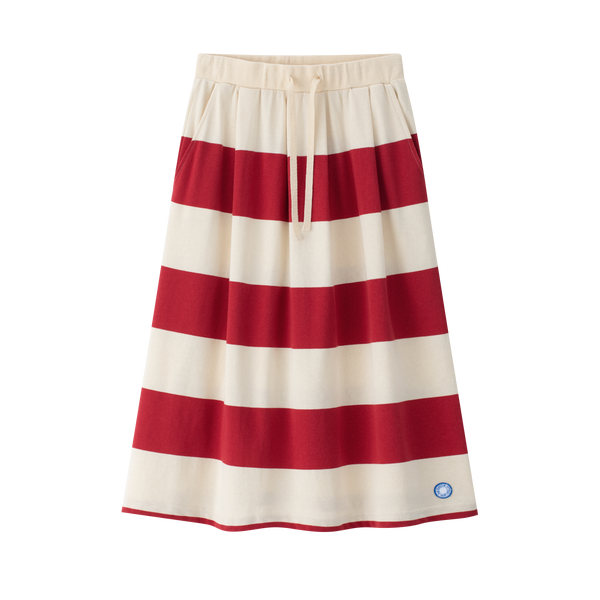 Red Striped Cotton Skirt