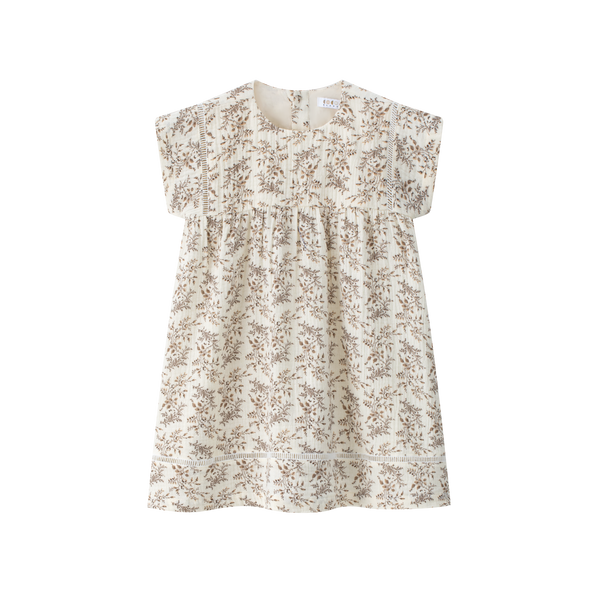 Cream Floral Short Sleeve Dress