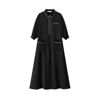 Black Silk Maxi Shirt Dress