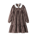 Burgundy Plaid Peter Pan Collar Dress