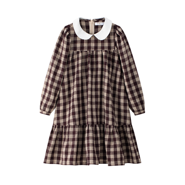 Burgundy Plaid Peter Pan Collar Dress