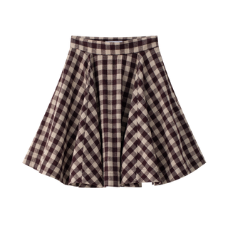 Burgundy Plaid Circle Skirt