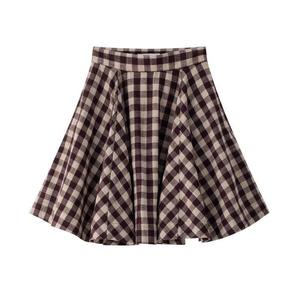 Burgundy Plaid Circle Skirt