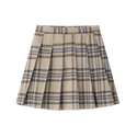Beige and Blue Plaid Pleated Skirt
