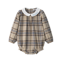 Beige and Blue Plaid Romper