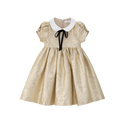 Gold Jaquard Puff Sleeve Dress