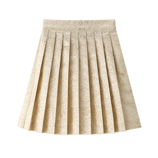 Gold Embossed Pleated Skirt