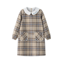 Beige and Blue Plaid A-line Dress