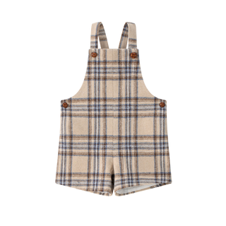 Baby Beige and Blue Plaid Overalls