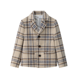 Beige and Blue Plaid Blazer