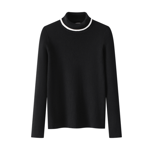 Teen Black Ribbed Turtleneck