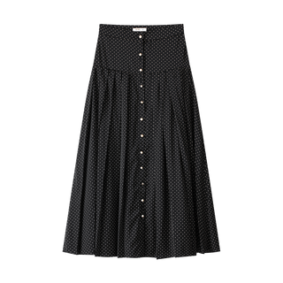 Teen Black and White Polka Dot Pleated Skirt
