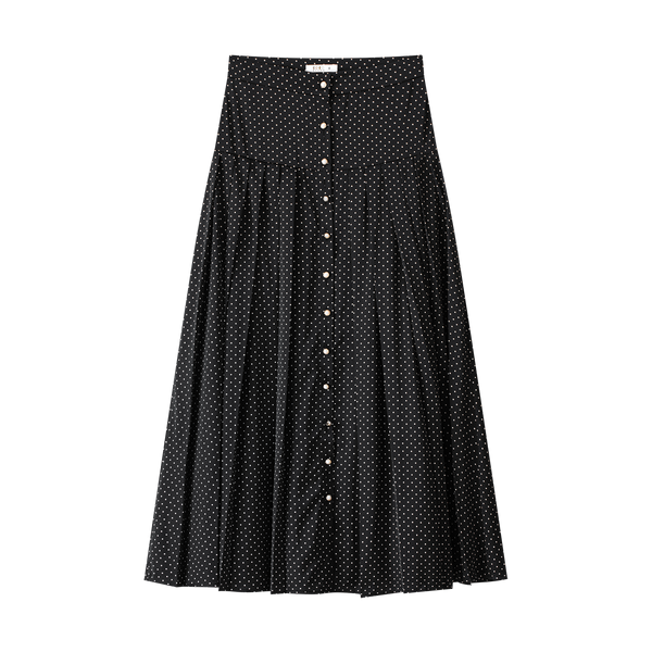 Teen Black and White Polka Dot Pleated Skirt