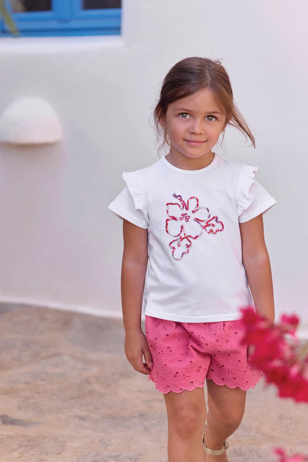 White Baby Hibiscus Flower Tee