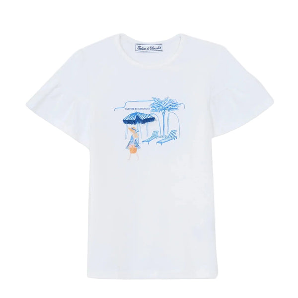 White Beach Print Tee