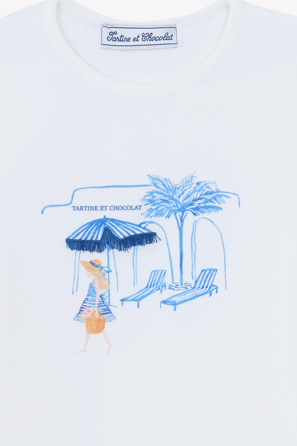 White Beach Print Tee