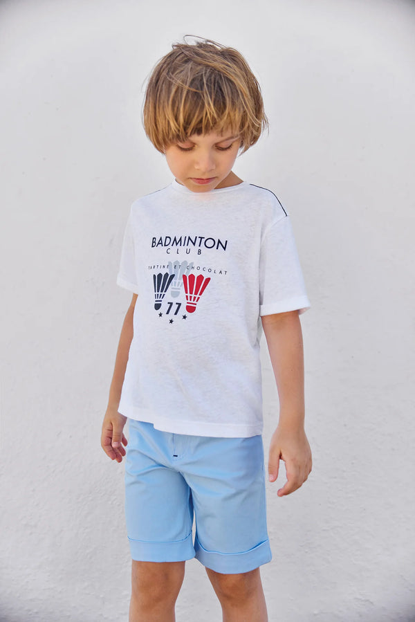 White Big Boys Badminton Club Tee