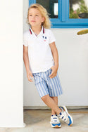 White with Red and Blue Trim Polo