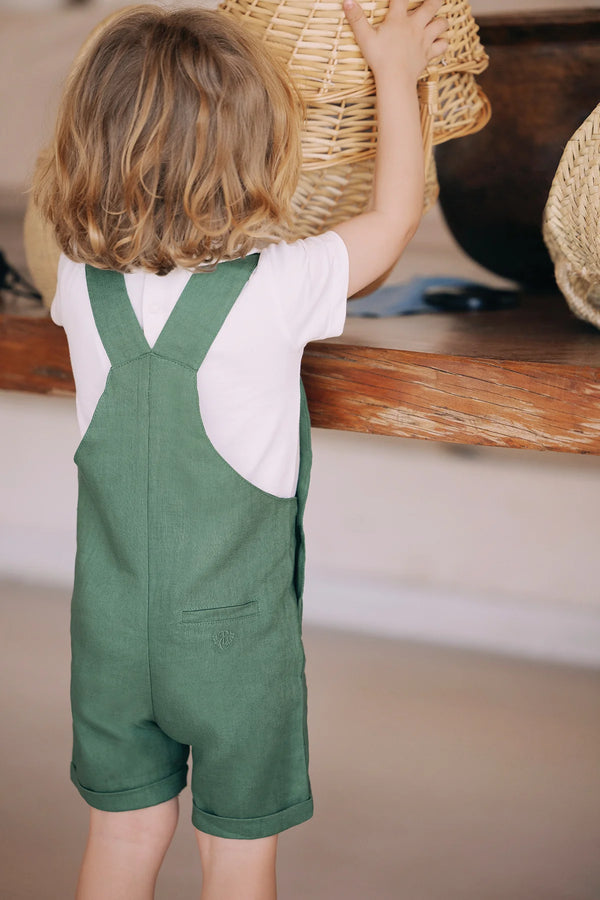 Green Baby Linen Overalls