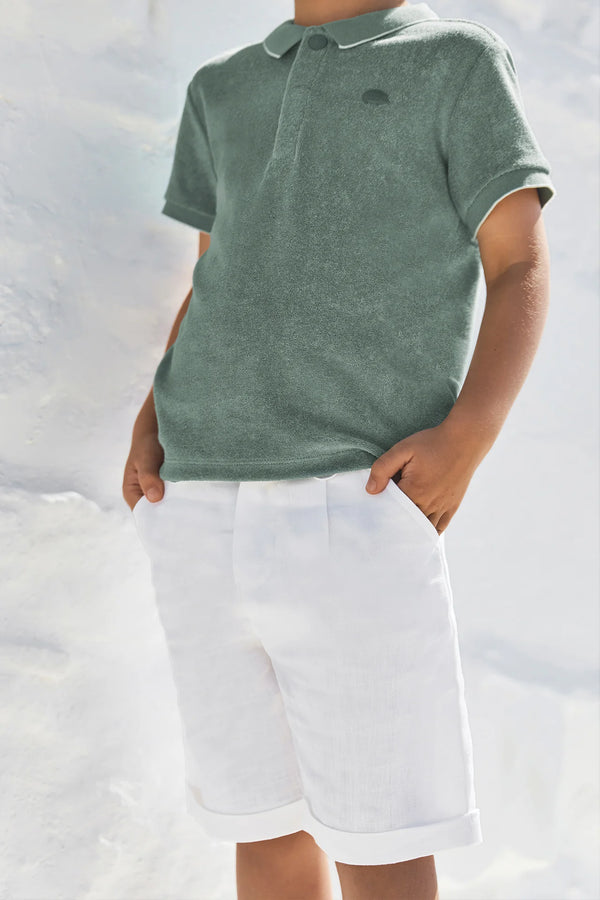 White Classic Linen Short