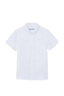 White Big Boys Short Sleeve Linen Shirt