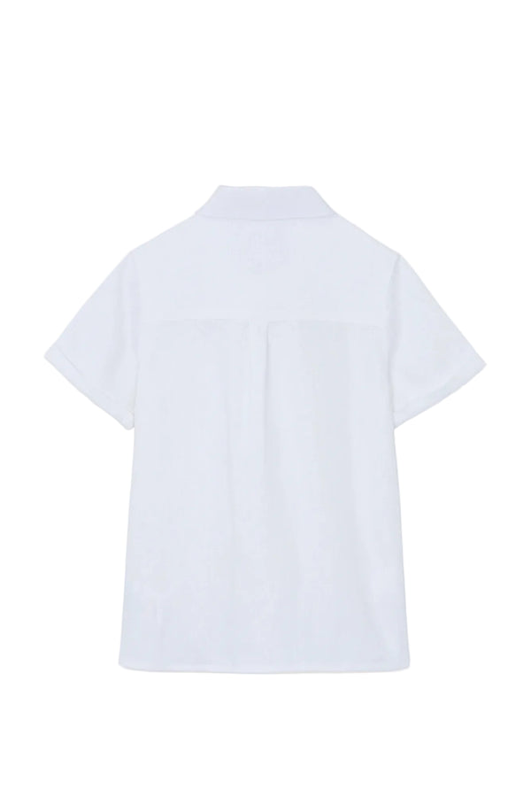 White Big Boys Short Sleeve Linen Shirt